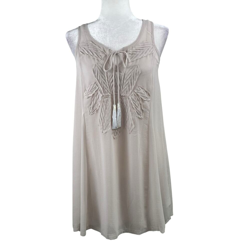 Lovestitch Pebble Daze Chiffon Applique Sleeveless Mini Trapeze Dress Medium NWT
